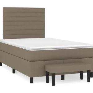 Cama boxspring com colchão 120x190cm tecido castanho-acinzentado