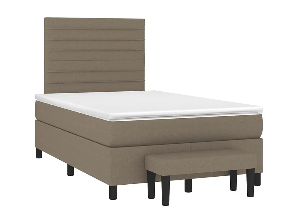 Cama boxspring com colchão 120x190cm tecido castanho-acinzentado
