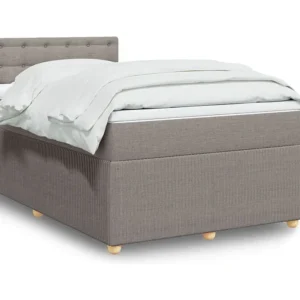 Cama boxspring com colchão 120x190cm tecido castanho-acinzentado