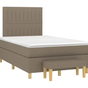 Cama boxspring com colchão 120x190cm tecido castanho-acinzentado