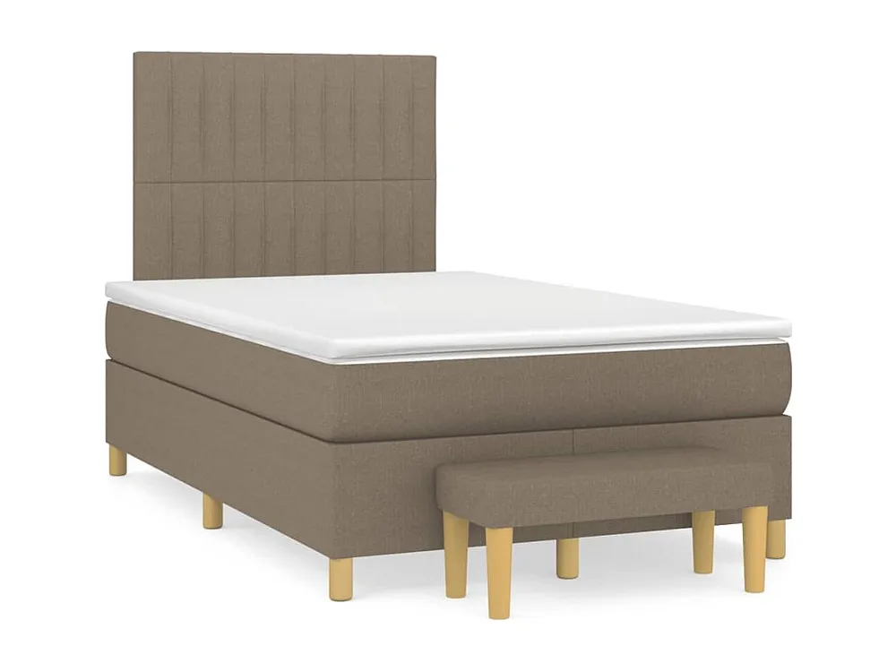 Cama boxspring com colchão 120x190cm tecido castanho-acinzentado