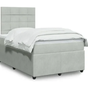 Cama boxspring com colchão 120x200 cm veludo cinzento-claro