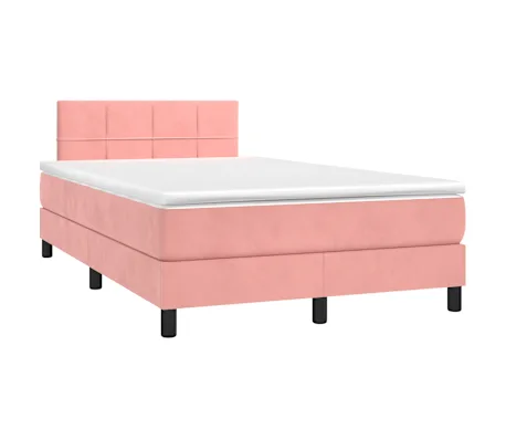Cama boxspring com colchão 120x200 cm veludo rosa