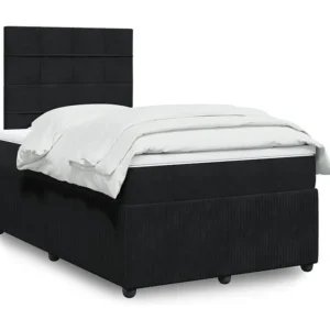 Cama boxspring com colchão 120x200 cm veludo preto