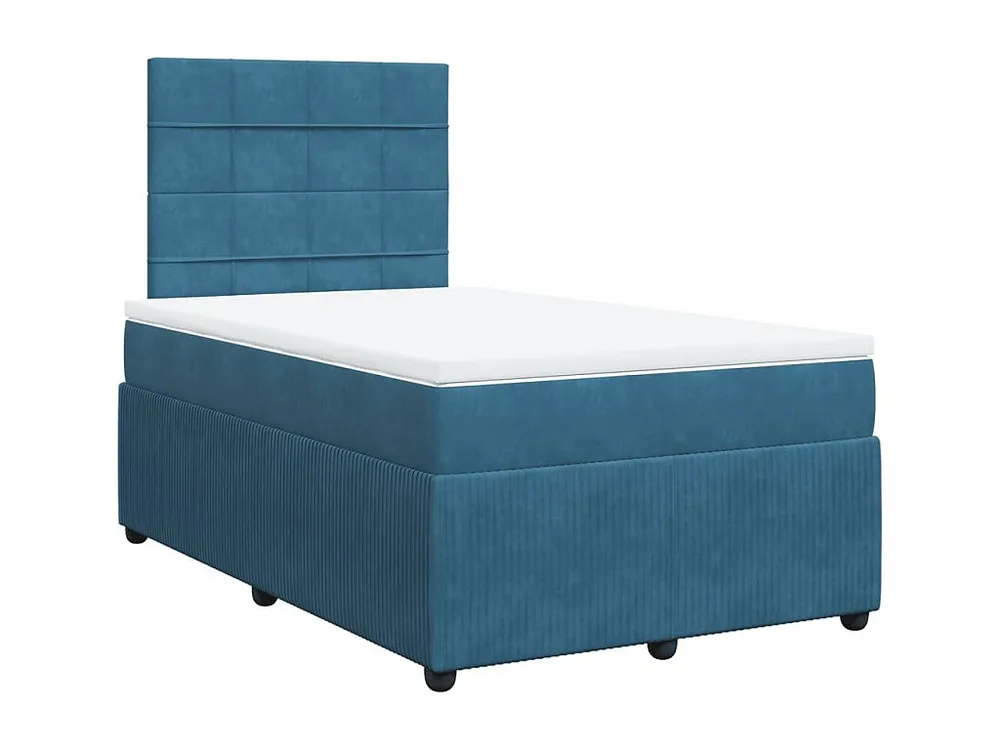 Cama boxspring com colchão 120x200 cm veludo azul-escuro