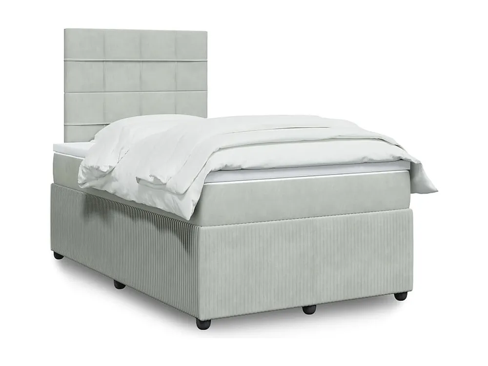 Cama boxspring com colchão 120x200 cm veludo cinzento-claro