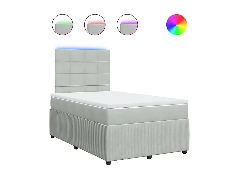 Cama boxspring com colchão 120x200 cm veludo cinzento-claro