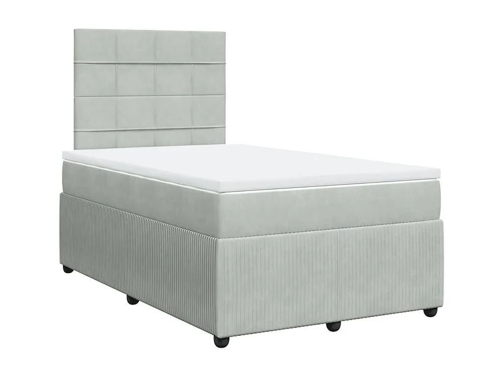 Cama boxspring com colchão 120x200 cm veludo cinzento-claro