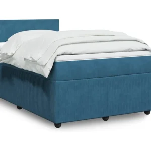 Cama boxspring com colchão 120x200 cm veludo azul
