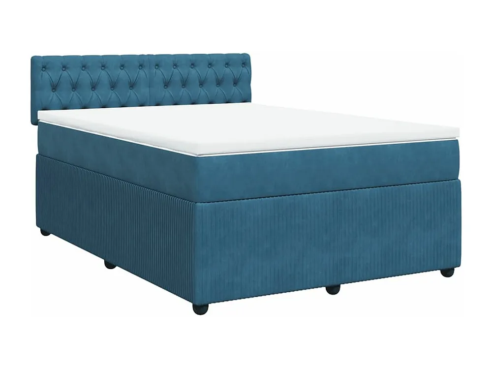 Cama boxspring com colchão 140x190 cm veludo azul