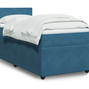 Cama boxspring com colchão 90x190 cm veludo azul