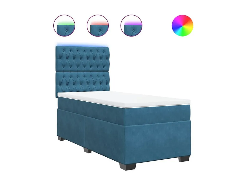 Cama boxspring com colchão 90x190 cm veludo azul