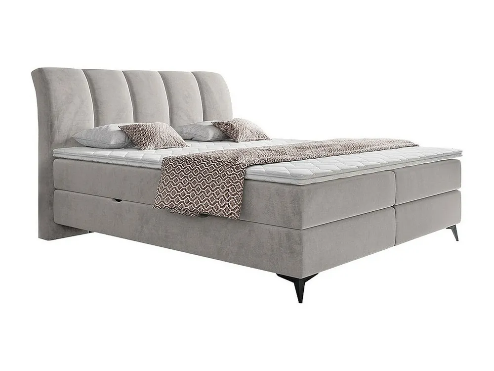Cama continental Cleveland 180, Continental, Castanho nítido, Tecido