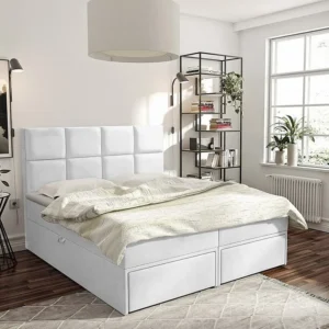 Cama continental Eugene 101, Continental, Branco, Eco couro