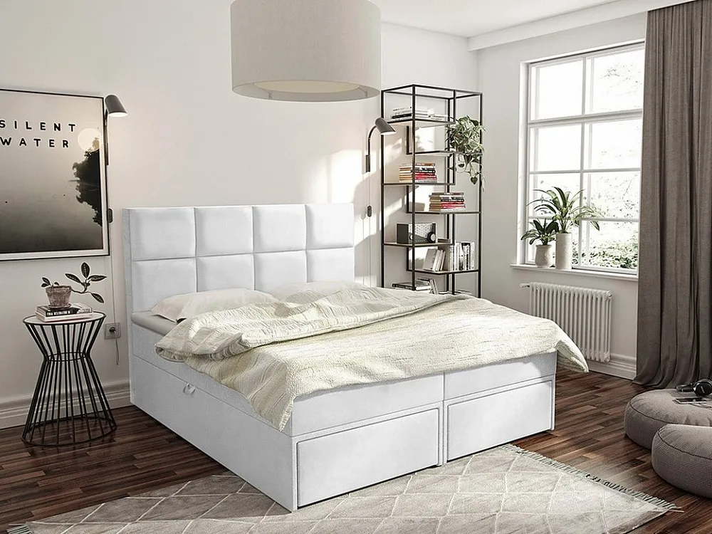 Cama continental Eugene 101, Continental, Branco, Eco couro