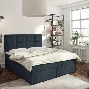 Cama continental Eugene 101, Continental, Preto, Tecido, 180x207x120cm