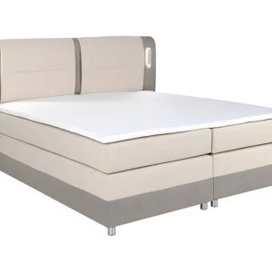 Conjunto boxspring total RIMININ 160 x 200 cm pele sintética bege e cor creme