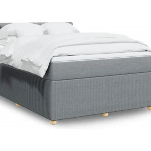 Armário de Casal Cama com molas/colchão 140x190 cm tecido cinzento-claro