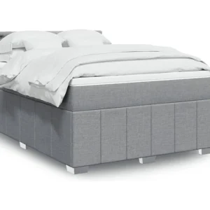 Armário de Casal Cama com molas/colchão 140x190 cm tecido cinzento-claro