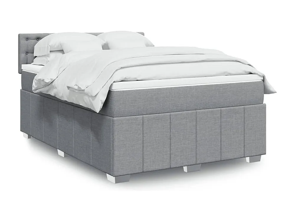 Armário de Casal Cama com molas/colchão 140x190 cm tecido cinzento-claro