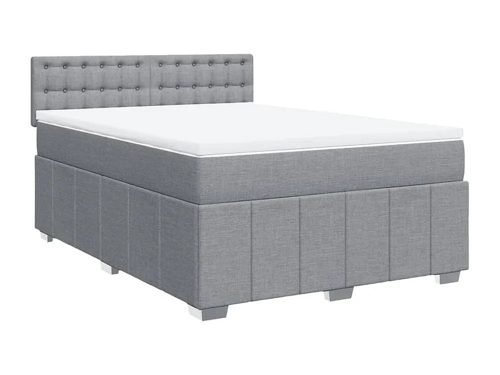 Armário de Casal Cama com molas/colchão 140x190 cm tecido cinzento-claro