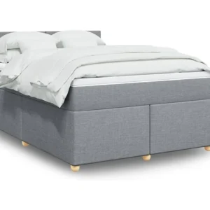Armário de Casal Cama com molas/colchão 140x190 cm tecido cinzento-claro