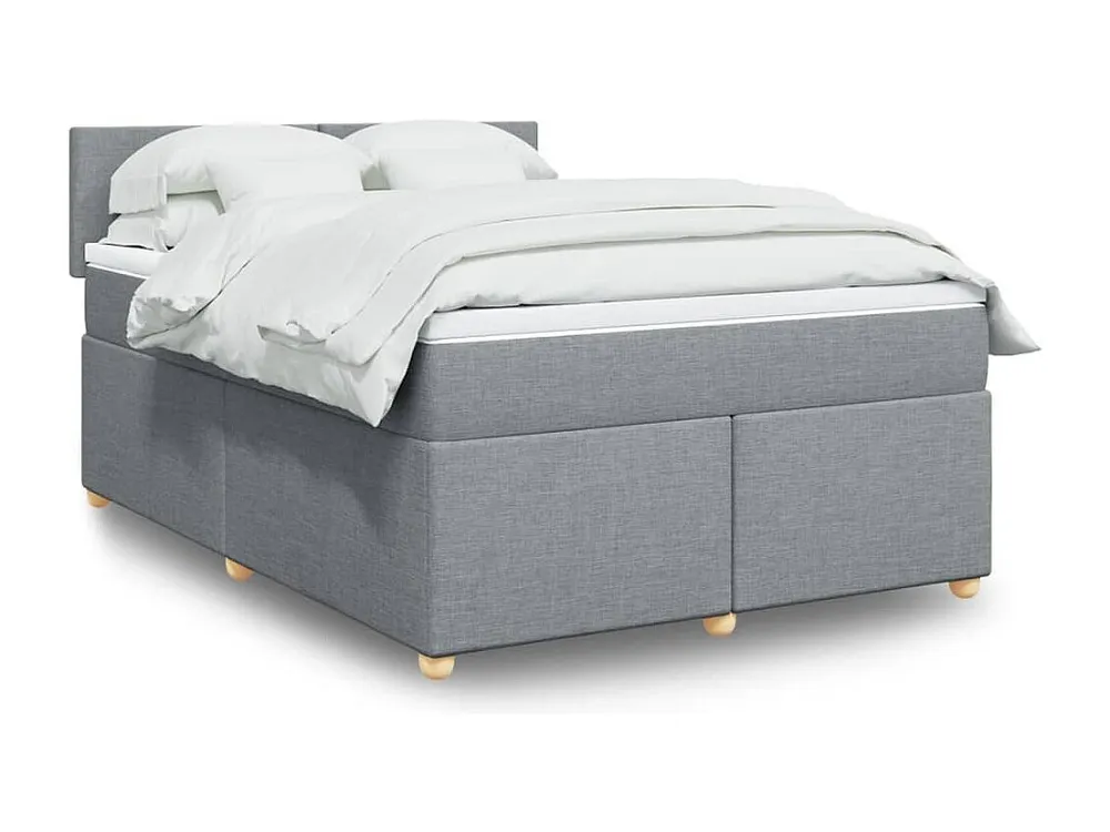 Armário de Casal Cama com molas/colchão 140x190 cm tecido cinzento-claro
