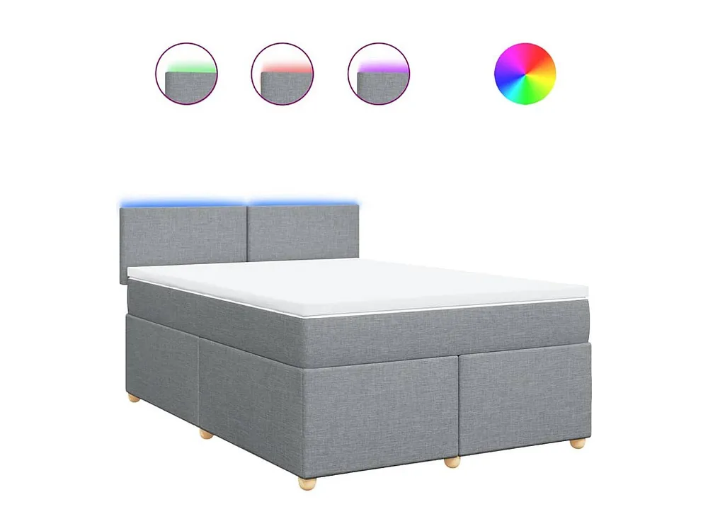 Armário de Casal Cama com molas/colchão 140x190 cm tecido cinzento-claro