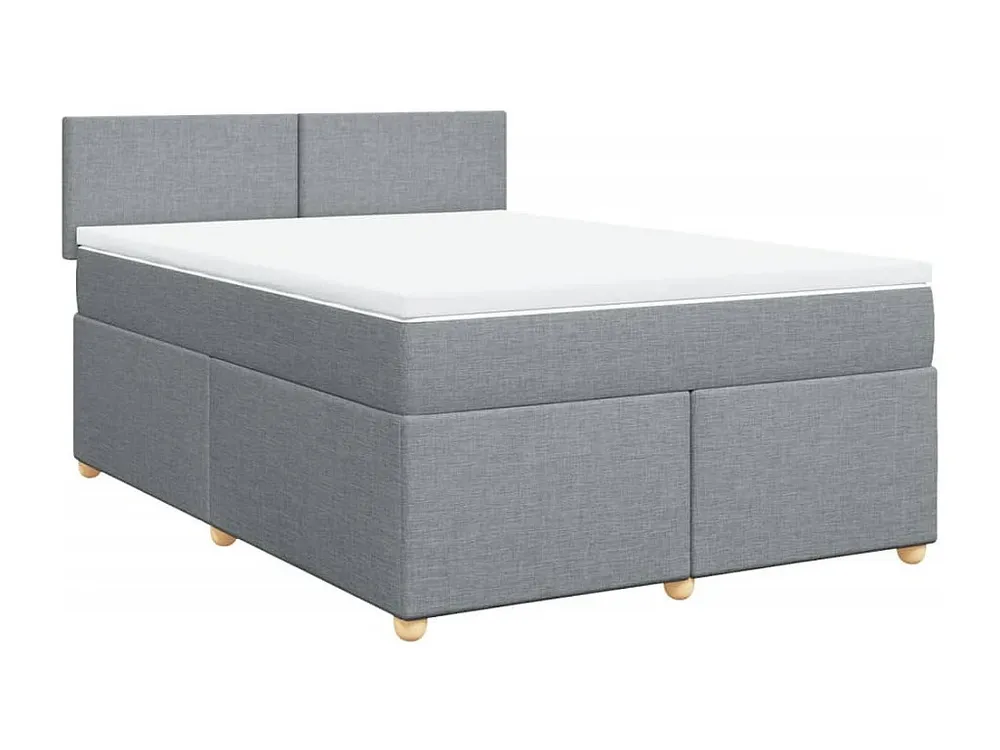 Armário de Casal Cama com molas/colchão 140x190 cm tecido cinzento-claro