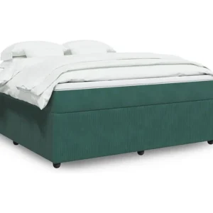 Armário de Casal Cama com molas/colchão 180x200 cm veludo verde-escuro