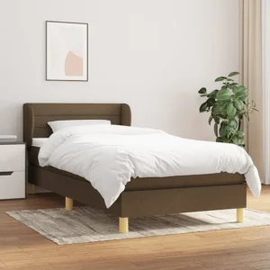 Armário de Casal Cama com molas/colchão 90x190 cm tecido castanho-escuro