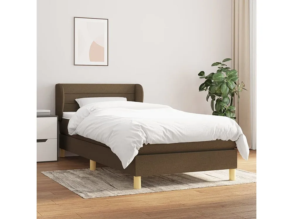 Armário de Casal Cama com molas/colchão 90x190 cm tecido castanho-escuro