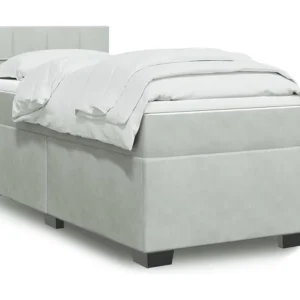 Armário de Casal Cama com molas/colchão 90x200 cm veludo cinza-claro
