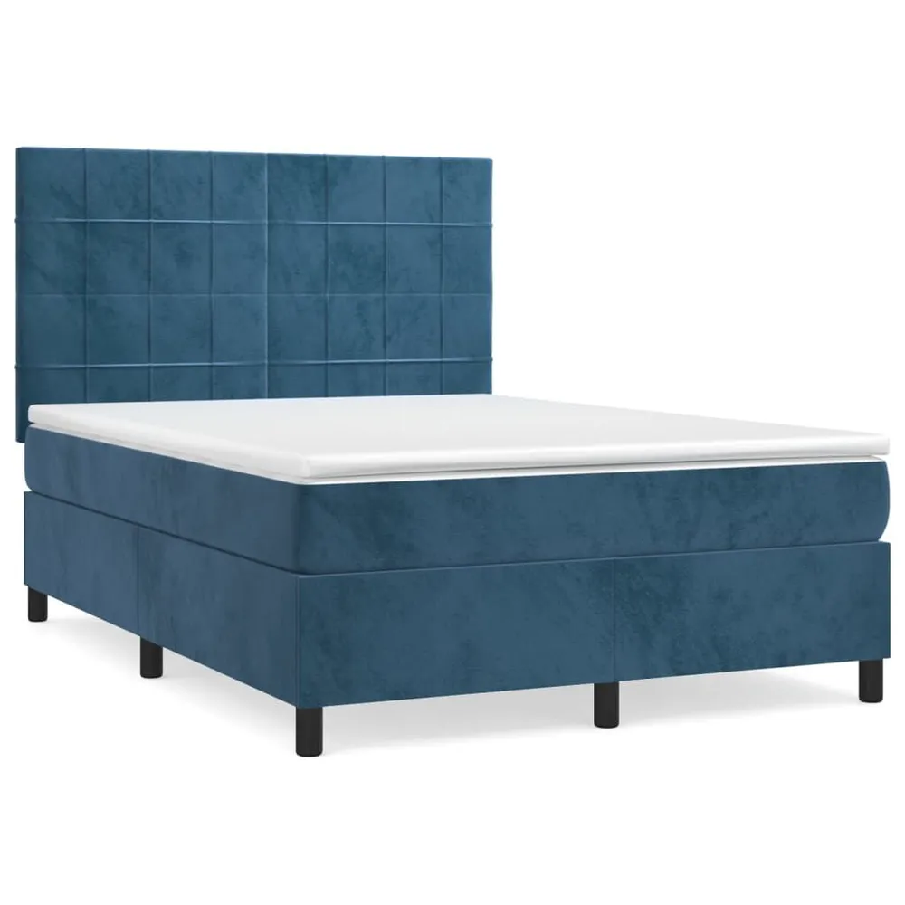 Armário de Casal Cama com molasemcolchão 140x200 cm veludo azul-escuro
