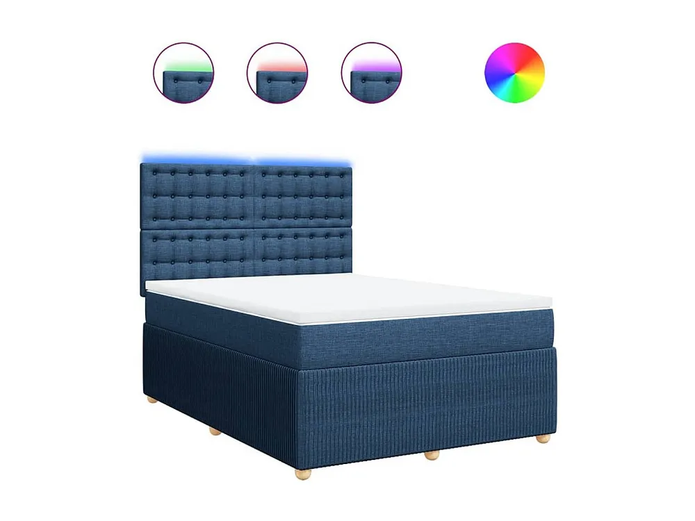 Cama Articulada Cama com molas/colchão 140x200 cm tecido azul