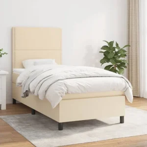 Cama Articulada Cama com molas/colchão 90x190 cm tecido cor creme