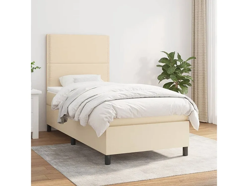 Cama Articulada Cama com molas/colchão 90x190 cm tecido cor creme
