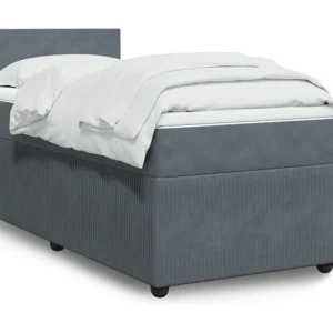 Cama Articulada Cama com molas/colchão 90x190 cm veludo cinza-escuro