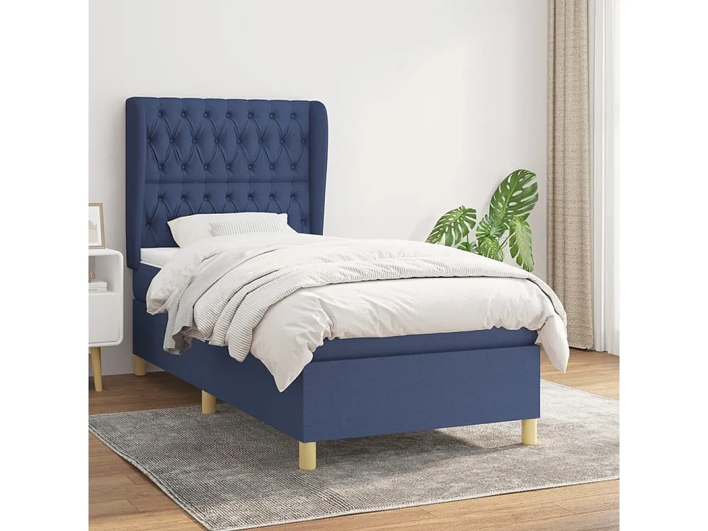 Cama Articulada Cama com molas/colchão 90x190 cm tecido azul