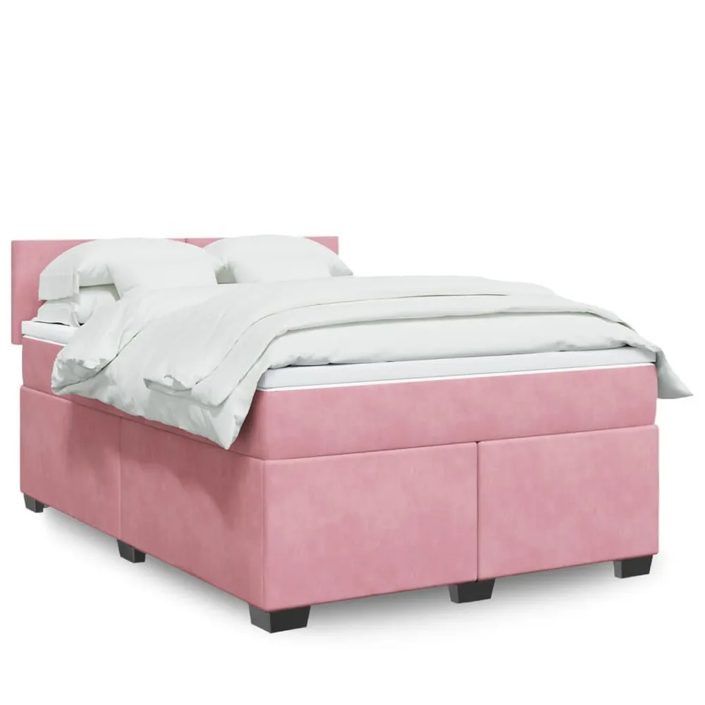 Cama Articulada Cama com molasemcolchão 140x200 cm veludo rosa