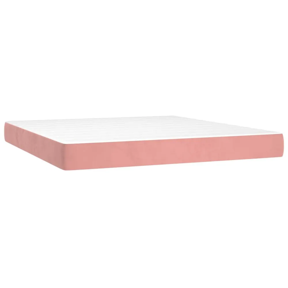 Cama Articulada Colchão de molas ensacadas 180x200x20 cm veludo rosa