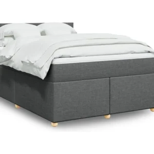 Cama Baú Cama com molas/colchão 140x190 cm tecido cinzento-escuro
