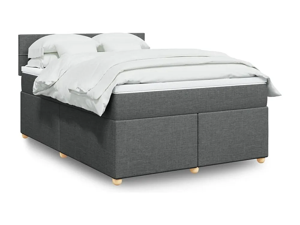 Cama Baú Cama com molas/colchão 140x190 cm tecido cinzento-escuro