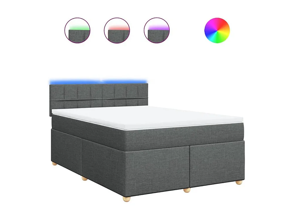 Cama Baú Cama com molas/colchão 140x190 cm tecido cinzento-escuro