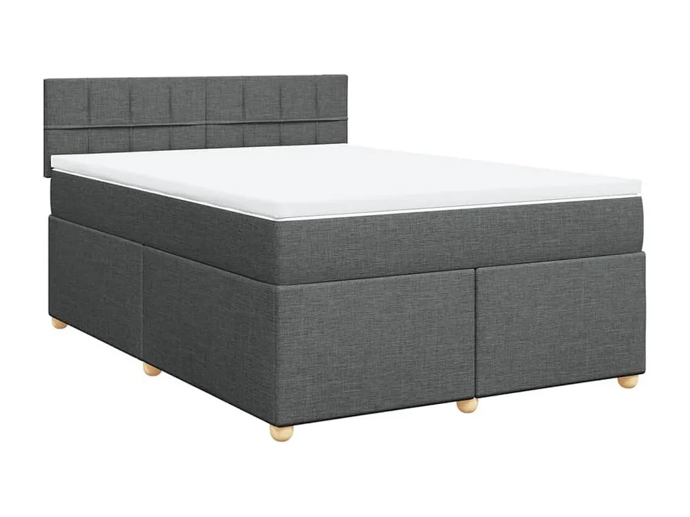 Cama Baú Cama com molas/colchão 140x190 cm tecido cinzento-escuro