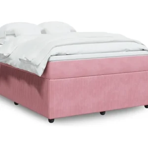 Cama Baú Cama com molas/colchão 140x190 cm veludo rosa