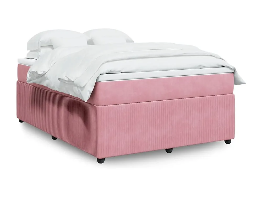 Cama Baú Cama com molas/colchão 140x190 cm veludo rosa