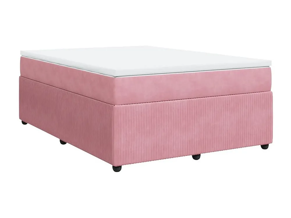 Cama Baú Cama com molas/colchão 140x190 cm veludo rosa