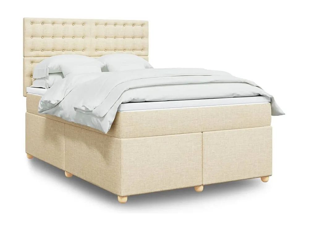 Cama Baú Cama com molas/colchão 140x200 cm tecido cor creme