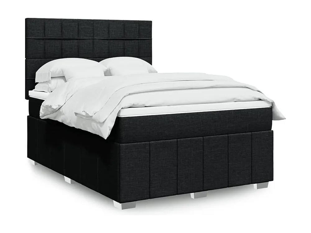 Cama Baú Cama com molas/colchão 140x200 cm tecido preto